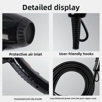 Sèche-cheveux professionnel Euleshi Electric 2200W haute puissance avec lumière bleue, protection contre la surchauffe et 6 réglages de vitesse