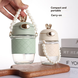 Mignonne tasse en verre avec paille motif lapin, portable, pour café et eau, idéale pour le bureau ou les jeunes filles - Product Image 3
