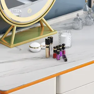 Tocador italiano ligero de lujo para el hogar, mueble de almacenamiento de alta calidad, para dormitorio esquinero, con espejo grande