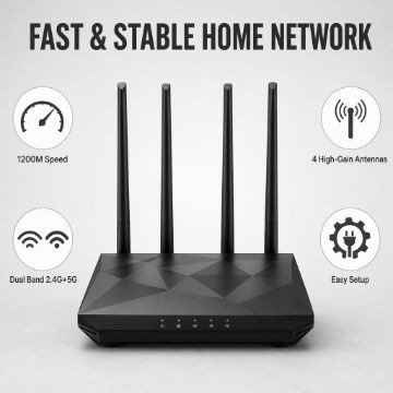 High Performance Tri Band Wireless Router with Quad Core CPU AI Game Acceleration 300m Range Dual-Band for Home & Game Halls
