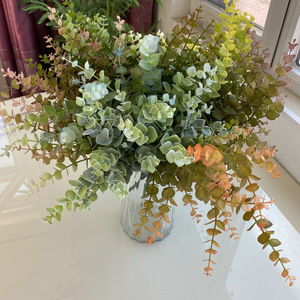 Lot de 20 tiges de plantes artificielles en plastique, peintes à l'huile, couleur <span class=keywords><strong>eucalyptus</strong></span>, fleurs artificielles, plante verte en pot - Product Image 2
