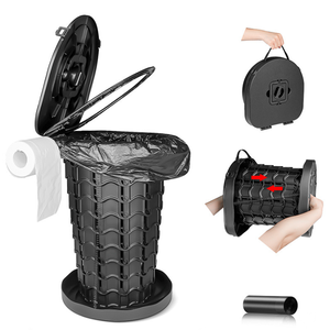 Toilette de camping / Peut supporter jusqu'à 400 lb / Toilette pliable pour adultes et enfants / Toilette d'extérieur pliable et réglable avec couvercle - Product Image 1