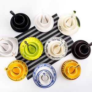 Melamine Imitation Porcelain Tableware <b>Set</b> Four Piece Round Solid Color For Tea Coffee Hotel <b>Restaurant</b> Use - Product Image 3