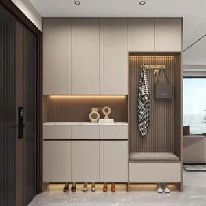 Custom Luxury Mdf Wooden Shoes <b>Shelf</b> Organizer Modern Design Furniture Entrance Thin Tipping Bucket Storage Cabinet Shoes Rack - Product Image 1