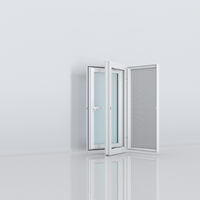 Окно Hoffen Pro UPVC современное вертикально-раздвижное для кухни/спальни, 60x110, белая рама, стекло, москитная сетка, звукоизоляция