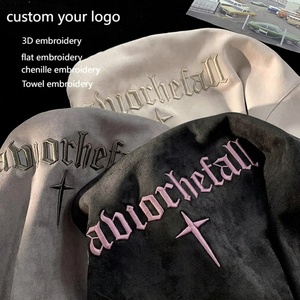 Vintage Washed Embroidered Men T Shirt Oversized Short Sleeve O Neck Cotton Streetwear Tee Custom Logo - Product Image 2