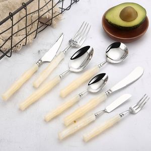 Vaisselle de luxe réutilisable, couteau, fourchette, cuillère modernes en acier inoxydable, ensembles d'ustensiles avec manche en acrylique pour hôtels et fêtes - Product Image 2
