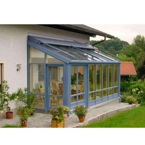 Ruta Exterior Independiente Sunroom con techo inclinado Puerta <span class=keywords><strong>de</strong></span> aleación <span class=keywords><strong>de</strong></span> aluminio <span class=keywords><strong>Diseño</strong></span> <span class=keywords><strong>de</strong></span> jardín Interior Casas <span class=keywords><strong>de</strong></span> vidrio Patio a prueba <span class=keywords><strong>de</strong></span> viento - Product Image 1