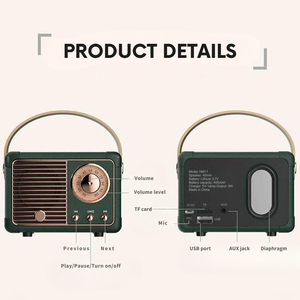 <span class=keywords><strong>Mini</strong></span> Altavoz Inalámbrico BT 5.0, Diseño Retro Vintage, Reproductor AUX TF USB, Llamadas Manos Libres, Sonido HD, Fácil de Transportar - Product Image 3