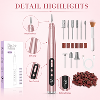 Vantrend Beauty Ponceuse à Ongles Professionnelle Portable en Forme de Stylo pour Ongles en Gel/Acrylique, avec Finition Élégante, Limes à Ongles, Foreoing-Cepillo