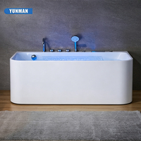 Baignoire en acrylique Whirlpool avec fonction de massage, robinet cascade, lumière LED, baignoire de massage en acrylique avec jets