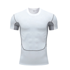 Camiseta de Compresión Personalizada de Punto, Secado Rápido, Transpirable, Ropa Deportiva para Gimnasio, Ejercicio, Fitness, Corte Regular, Diseño Liso - Product Image 1