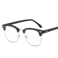 Lunettes optiques demi-cerclées tendance vintage, verres AC, monture PC à motif diamanté, rivets, anti-lumière bleue pour ordinateur - Vente chaude
