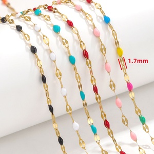 14K Gold Filled 1.7MM Lip Chain With Tiny Colored Enamel Beads Drip Oil Chains for DIY Necklace Bracelet <strong>Jewelry</strong> Making <strong>Supplies</strong> - Product Image 3