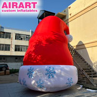 Chapeau de Père Noël gonflable géant avec motif de fleurs de glace pour la décoration de toits de centres commerciaux, décorations gonflables pour les fêtes de Noël