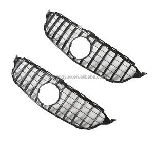 W205 GT griglia anteriore scheggia No <span class=keywords><strong>Logo</strong></span> tutto nero griglia anteriore <span class=keywords><strong>GTR</strong></span> per Mercedes Benz classe C W205 versione inferiore 2015 2016 2017 2018 - Product Image 1