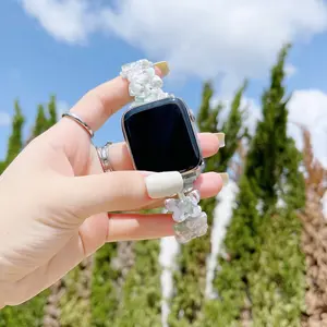 Bandul Cantik Kupu-kupu Wanita Gadis Tali Jam Tangan Resin Tali Jam Tangan Pintar dengan Gesper Logam Pita Resin untuk Resin Apple Watch Band