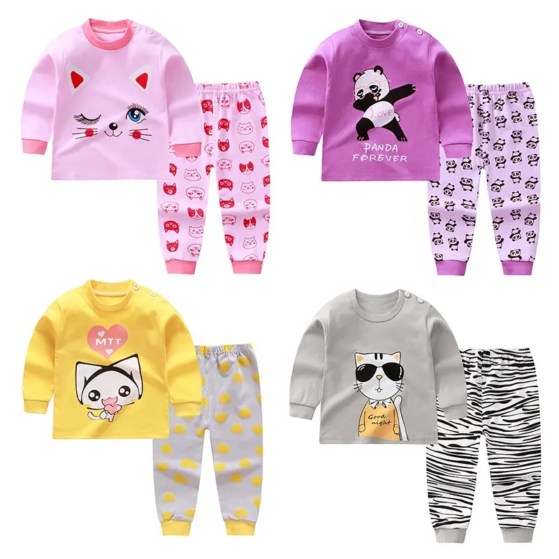 Hot sale newborn baby clothes solid colour ribbed baby 2pcs pajamas Rib Cotton Clothing set
