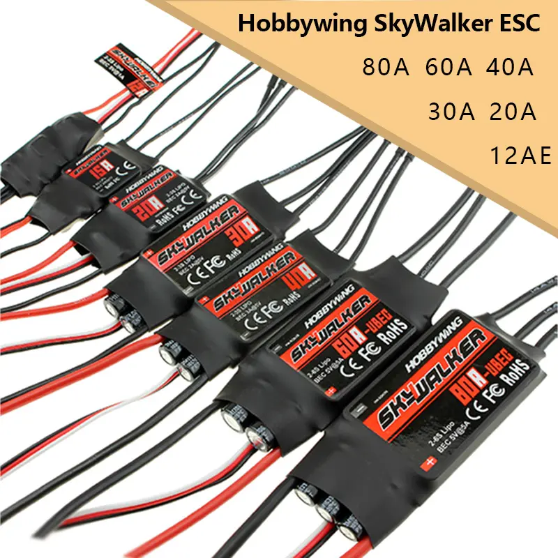 Hobbywing SkyWalker 12AE 20A 30A 40A 50A 60A 80A ESC Speed Controller with UBEC for RC Aircraft Multicopter Airplane Helicopter
