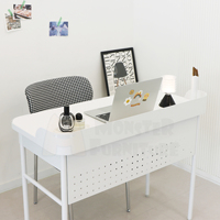 Bureau d'écriture moderne et élégant en métal avec tiroir de rangement, design durable pour la maison/le bureau