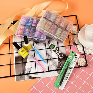 Adesivos para arte e decoração de unhas, adesivos para colar nas unhas personalizado 9 pçs/set, ferramentas e embalagens misturadas