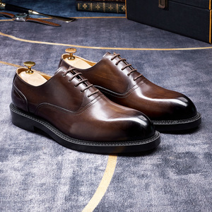 Zapatos de Tacón Alto con Cordones de Otoño Personalizados, de Cuero Pulido Brillante, de Piel de Vaca Genuina Repujada, Tacón de Bloque, Ligeros y de Suela Gruesa - Product Image 6