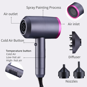Sèche-cheveux ionique portable 1600 W avec moteur DC, diffuseur, concentrateur et buses, ioniseur négatif, <span class=keywords><strong>produit</strong></span> <span class=keywords><strong>de</strong></span> beauté et <span class=keywords><strong>de</strong></span> soin personnel - Product Image 4