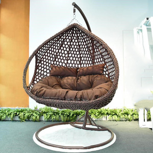 Silla Colgante de Mimbre de Ratán para Adultos, con Estructura de Acero, en Forma de Huevo, para Jardín, Patio, con Cojín, Cama Columpio para Bebés - Product Image 3