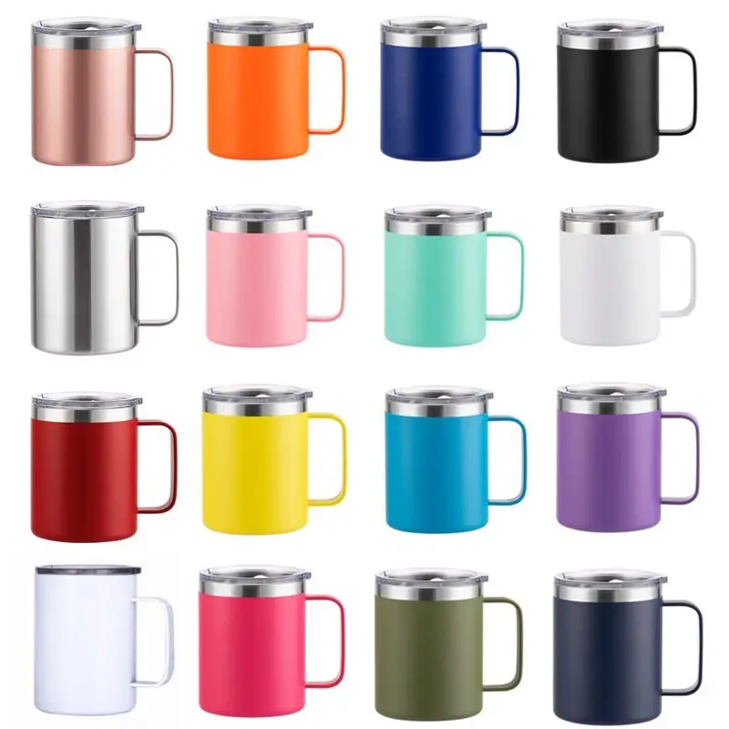 Hot selling 12oz European and American mug with handle  304 stainless steel insulated office cup  ice cream coffee and beer cup