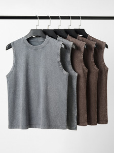 Chaleco sin Mangas para Hombre, 230 g/m², con Logotipo Personalizado, de Algodón Lavado al Ácido, de Alta Calidad, Diseño Estampado de Punto, Estilo Holgado - Product Image 1