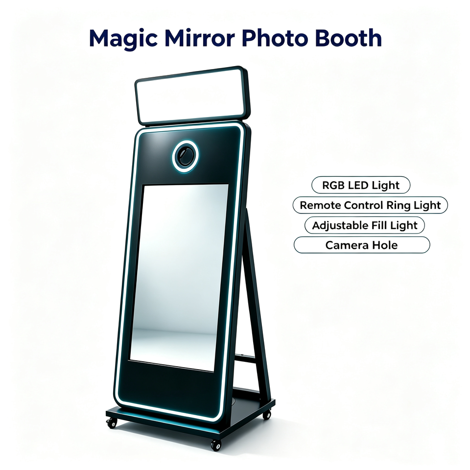 Customizable Magic Mirror Photo Booth, Camera Compatible, Touch Screen ...