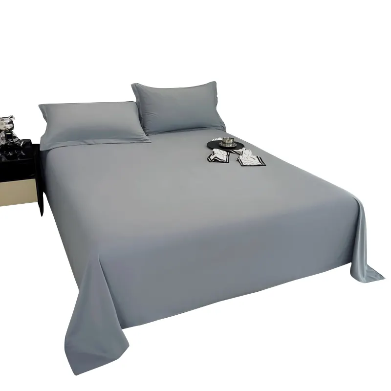 Nouveau lot de literie d'hôtel gris peigné 100 percale de coton super doux couvre-lit d'hôtel drap de lit