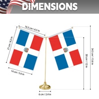 Drapeau de table en forme de Y personnalisé OEM ODM avec base métallique pour décorations de mini-drapeaux de la République dominicaine personnalisables