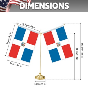 Drapeau de table en forme de Y personnalisé OEM ODM avec base métallique pour décorations de mini-drapeaux de la République <span class=keywords><strong>dominicaine</strong></span> personnalisables - Product Image 2