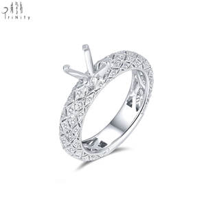 Anillo de encaje hueco más vendido, oro blanco macizo de 18 quilates, anillo de compromiso con diamantes naturales, anillo de boda para chicas - Product Image 4