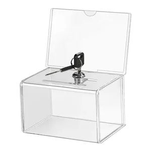 Acrylic Donation Ballot Box Store Home Office Top Grade Acrylic with High Transparent 200pcs; Small Order Also Accepted Newstar