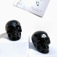 Crânes en obsidienne noire naturelle sculptés à la main, crânes en cristal, artisanat de guérison pour la décoration de la maison, décoration d'Halloween, collection de minéraux, cadeau