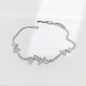 Bracelet chaîne en argent sterling 925 plaqué or, prix d'usine, cadeaux de fête, papillon rond, luxe, délicat, zircon. - Product Image 2