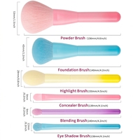 JLY Juego de 6 Brochas de Maquillaje Multicolor con Caja de Regalo, Pelo Sintético Suave, Herramientas Cosméticas Portátiles para Rostro y Ojos, Mini Set de Brochas de Maquillaje