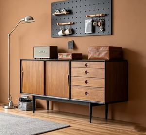 Mid Century Modern Wood <b>Sideboard</b> With 4 Drawers And Slab Doors For Living Room Storage Cabinet - Product Image 3