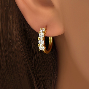 Listos para Enviar al por Mayor, Pendientes de Aro con Circonitas y Baño de Oro de 18K para Mujer - Product Image 4