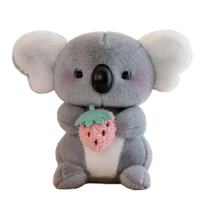 Sevimli mini kabarık gri strawberry çilek ile doldurulmuş peluş oyuncaklar pembe stuffed çocuklar için özelleştirilmiş peluş küçük bebek