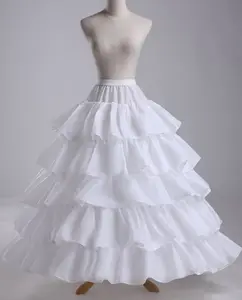 6 çemberler kabarık etek kombinezon A-Line uzun etek elbise beyaz Petticoat düğün balo