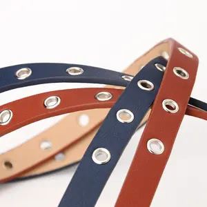 New Ladies Hollow Thin Belt Korean Version Personalized Imitation Leather Small Belt All-match Clothing Jeans Belts