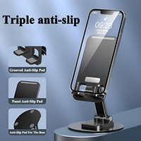 Support de bureau télescopique pliable en alliage d'aluminium personnalisé, hauteur réglable à 360° °   Support de téléphone et tablette rotatif antidérapant