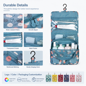 Toiletry <strong>Bag</strong> <strong>Hanging</strong> Style Multi-pocket Cosmetic Organize Travel <strong>Wash</strong> <strong>Bag</strong> with Hook Custom Logo for Corporate - Product Image 3