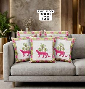 Housse de coussin en pur coton imprimée à la main avec motifs artistiques pour la décoration intérieure, disponible à prix de gros – Offre spéciale - Product Image 5