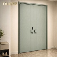 Porte en métal gaufré à double battant, finition mate, personnalisable pour villa, cour et appartement