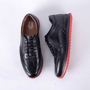 Chaussures décontractées pour hommes en cuir véritable à bout rond, lacées, semelle extérieure en caoutchouc noir, semelle intermédiaire en EVA, confortables pour toutes les saisons, style bateau - Product Image 4