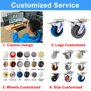 Rodízios Industriais Pequenos de PVC Vermelho de 1,5 e 2 Polegadas com Rosca, Rodas Móveis Leves para Freio, Fabricantes de Poliolefina - Product Image 6